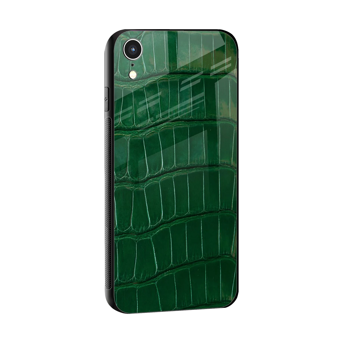 Croco Green sleek iphone xr cover with tempered glass back and TPU edges