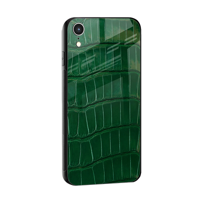 Croco Green sleek iphone xr cover with tempered glass back and TPU edges