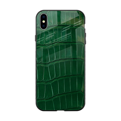 Croco Green back phone cover | glass case for iphone xs max