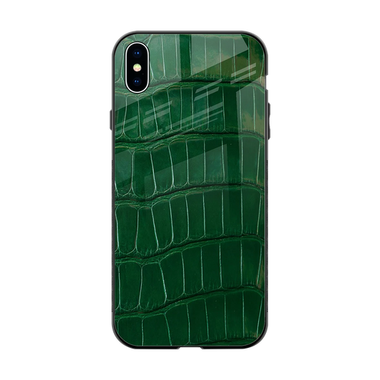 Croco Green back phone cover | glass case for iphone xs max