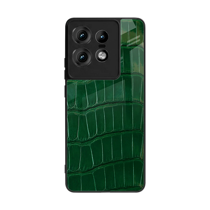 Croco Green back phone cover | glass case for motorola edge 50 pro