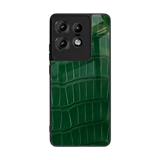 Croco Green back phone cover | glass case for motorola edge 50 pro