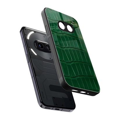 Croco Green sleek nothing phone 2a cover with tempered glass back and TPU edges