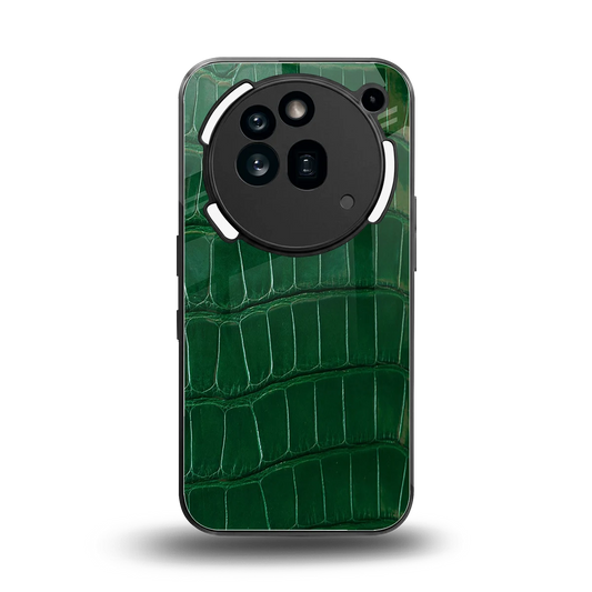 Croco Green back phone cover | glass case for nothing phone 3a pro