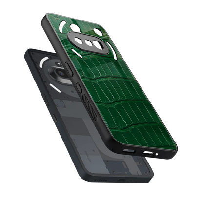 Croco Green sleek nothing phone 3a cover with tempered glass back and TPU edges