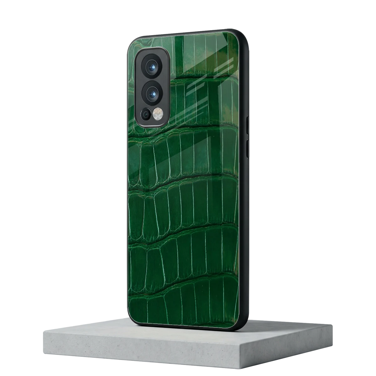 Croco Green oneplus nord 2 mobile cover | shockproof glass phone case