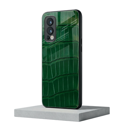 Croco Green oneplus nord 2 mobile cover | shockproof glass phone case
