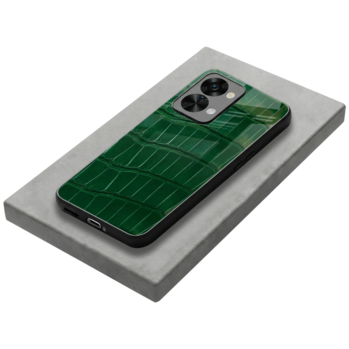 Croco Green stylish phone case for oneplus nord 2t | glossy glass and slim fit