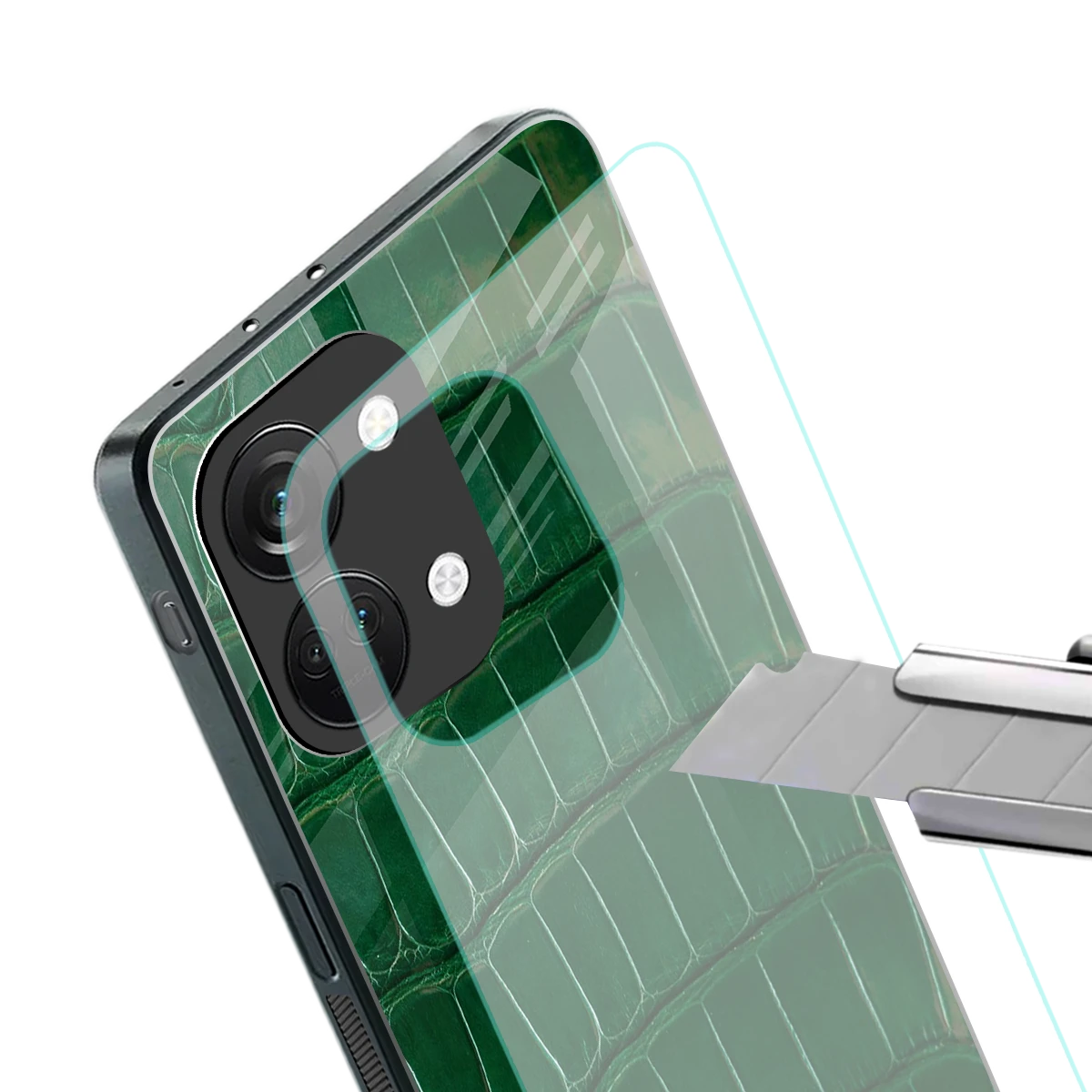Croco Green stylish phone case for oneplus nord 3 | glossy glass and slim fit