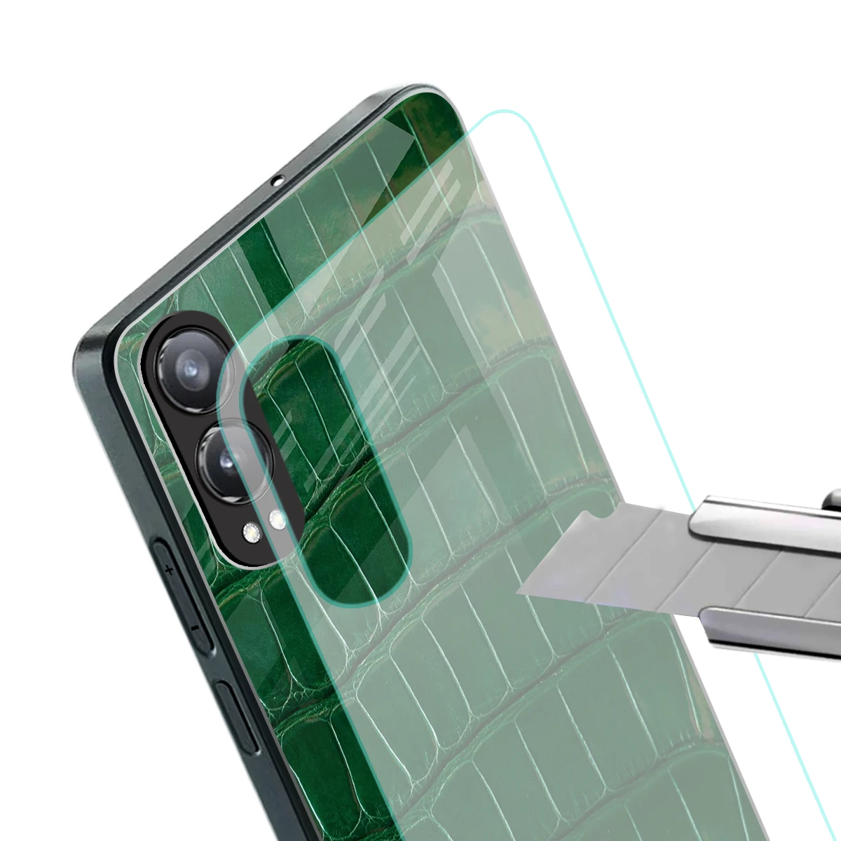 Croco Green stylish phone case for oneplus nord ce 4 lite | glossy glass and slim fit