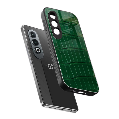 Croco Green sleek oneplus nord ce 4 cover with tempered glass back and TPU edges