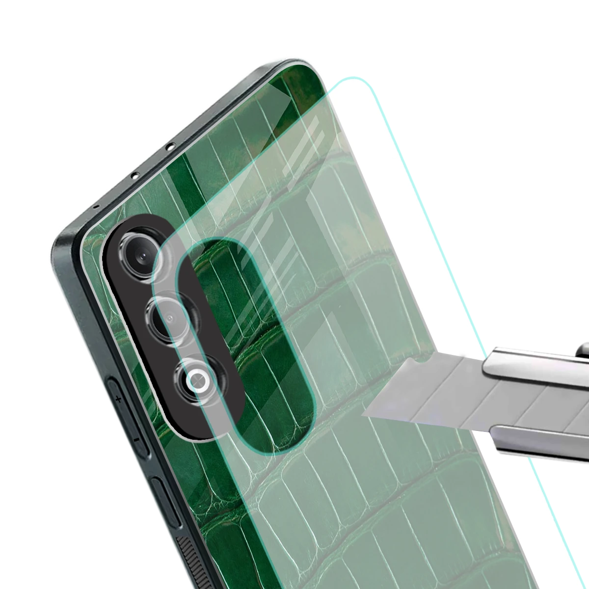 Croco Green stylish phone case for oneplus nord ce 4 | glossy glass and slim fit