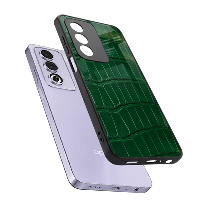 Croco Green sleek oppo a3 pro cover with tempered glass back and TPU edges