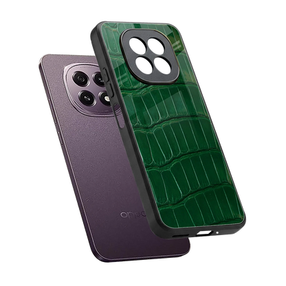 Croco Green sleek oppo f29 5g cover with tempered glass back and TPU edges