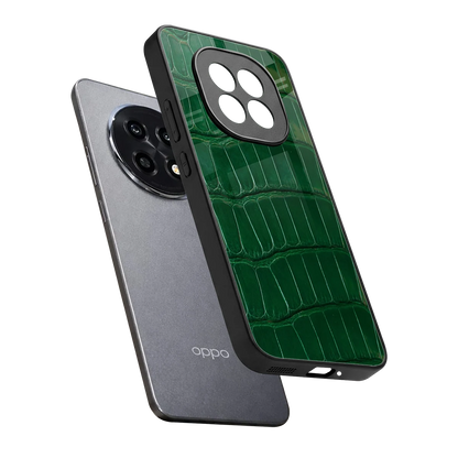 Croco Green sleek oppo f29 pro 5g cover with tempered glass back and TPU edges