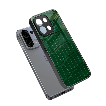 Croco Green sleek oppo k13 5g cover with tempered glass back and TPU edges