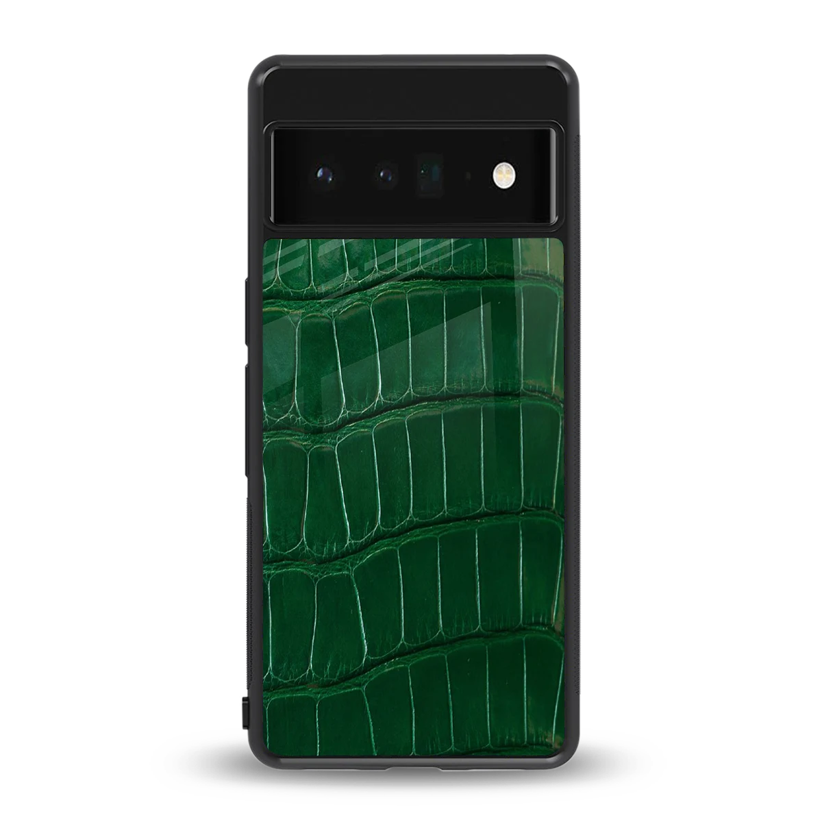 Croco Green back phone cover | glass case for google pixel 6 pro