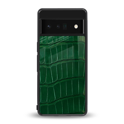 Croco Green back phone cover | glass case for google pixel 6 pro