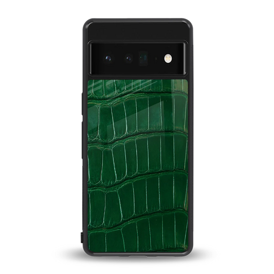 Croco Green back phone cover | glass case for google pixel 6 pro