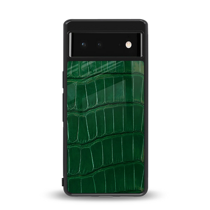 Croco Green back phone cover | glass case for google pixel 6
