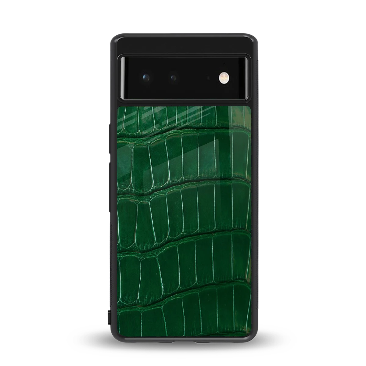 Croco Green back phone cover | glass case for google pixel 6a