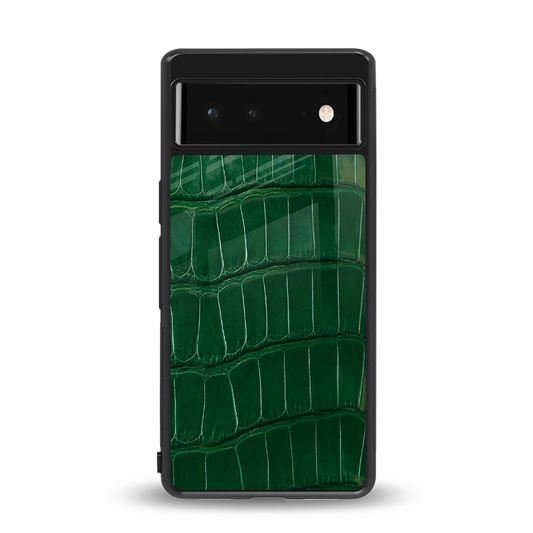 Croco Green back phone cover | glass case for google pixel 6a