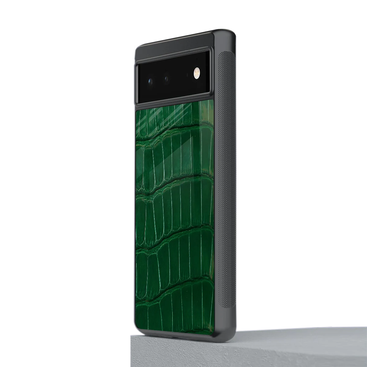 Croco Green stylish phone case for google pixel 6a | glossy glass and slim fit