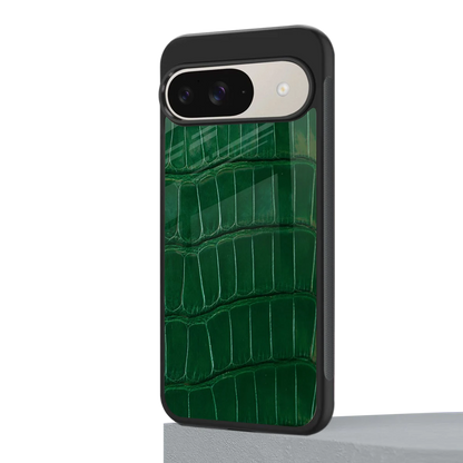 Croco Green google pixel 9 mobile cover | shockproof glass phone case