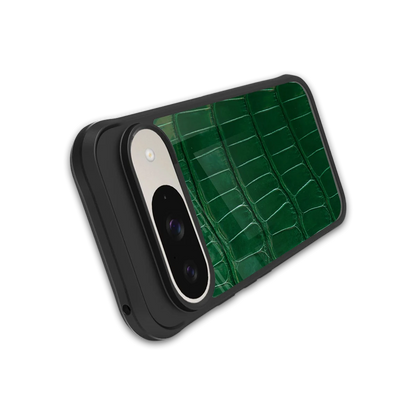 Croco Green stylish phone case for google pixel 9 | glossy glass and slim fit