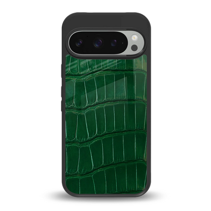 Croco Green back phone cover | glass case for google pixel 9 pro