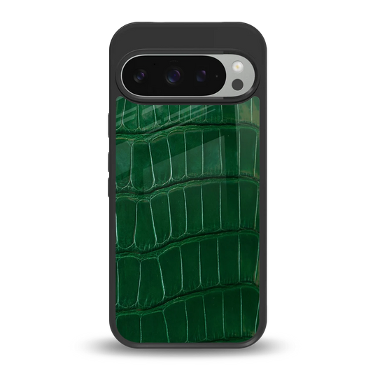 Croco Green back phone cover | glass case for google pixel 9 pro