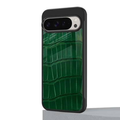 Croco Green google pixel 9 pro mobile cover | shockproof glass phone case