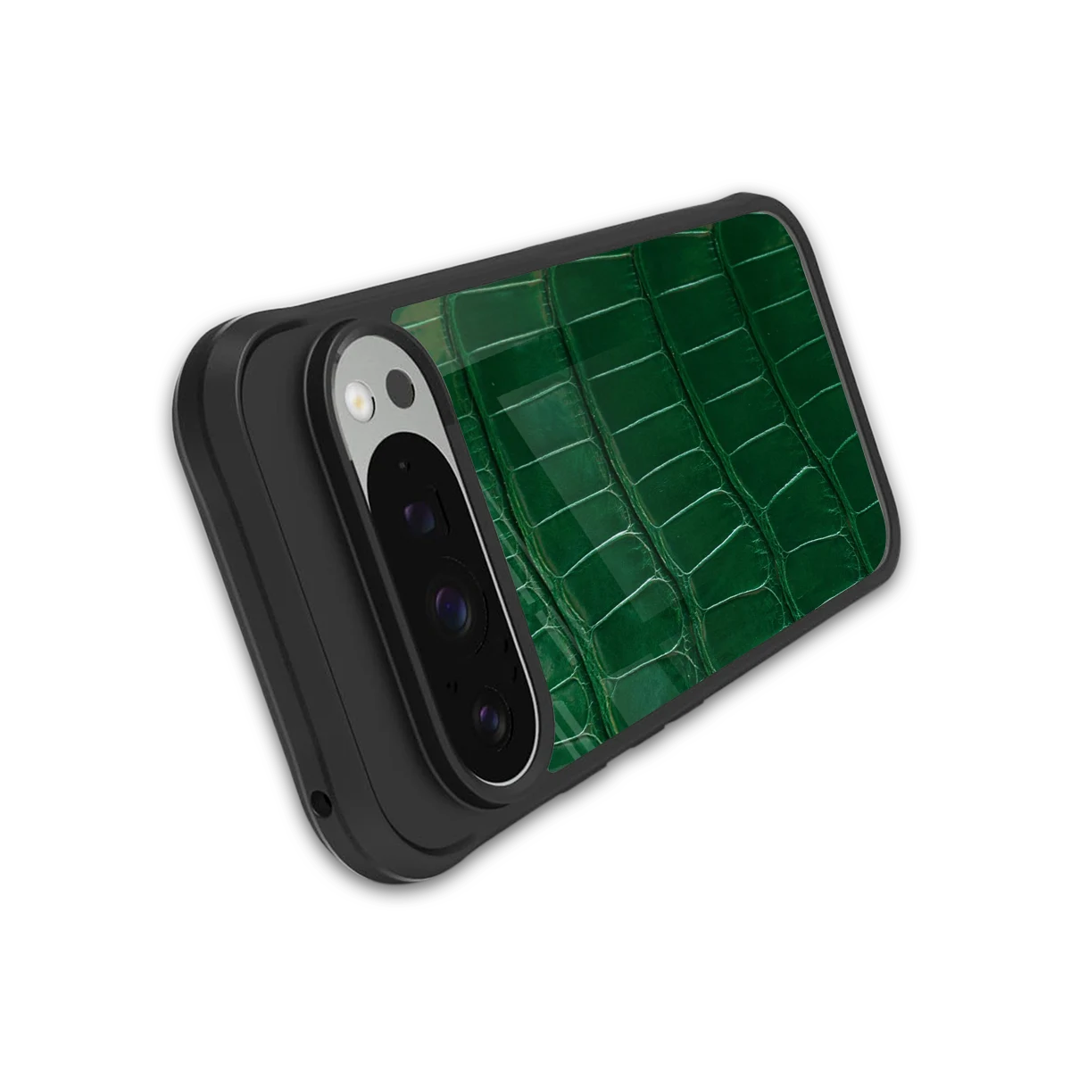 Croco Green stylish phone case for google pixel 9 pro xl | glossy glass and slim fit