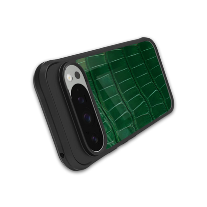 Croco Green stylish phone case for google pixel 9 pro xl | glossy glass and slim fit