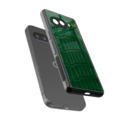 Croco Green sleek google pixel 10a cover with tempered glass back and TPU edges