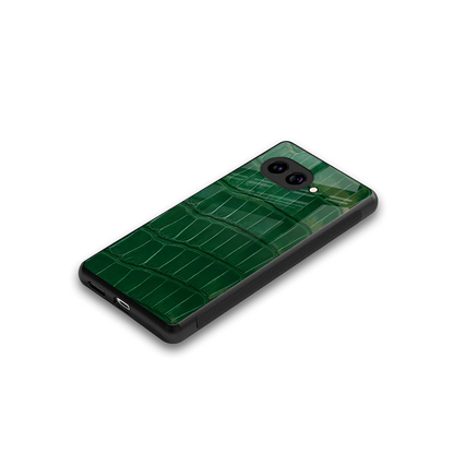 Croco Green stylish phone case for google pixel 10a | glossy glass and slim fit