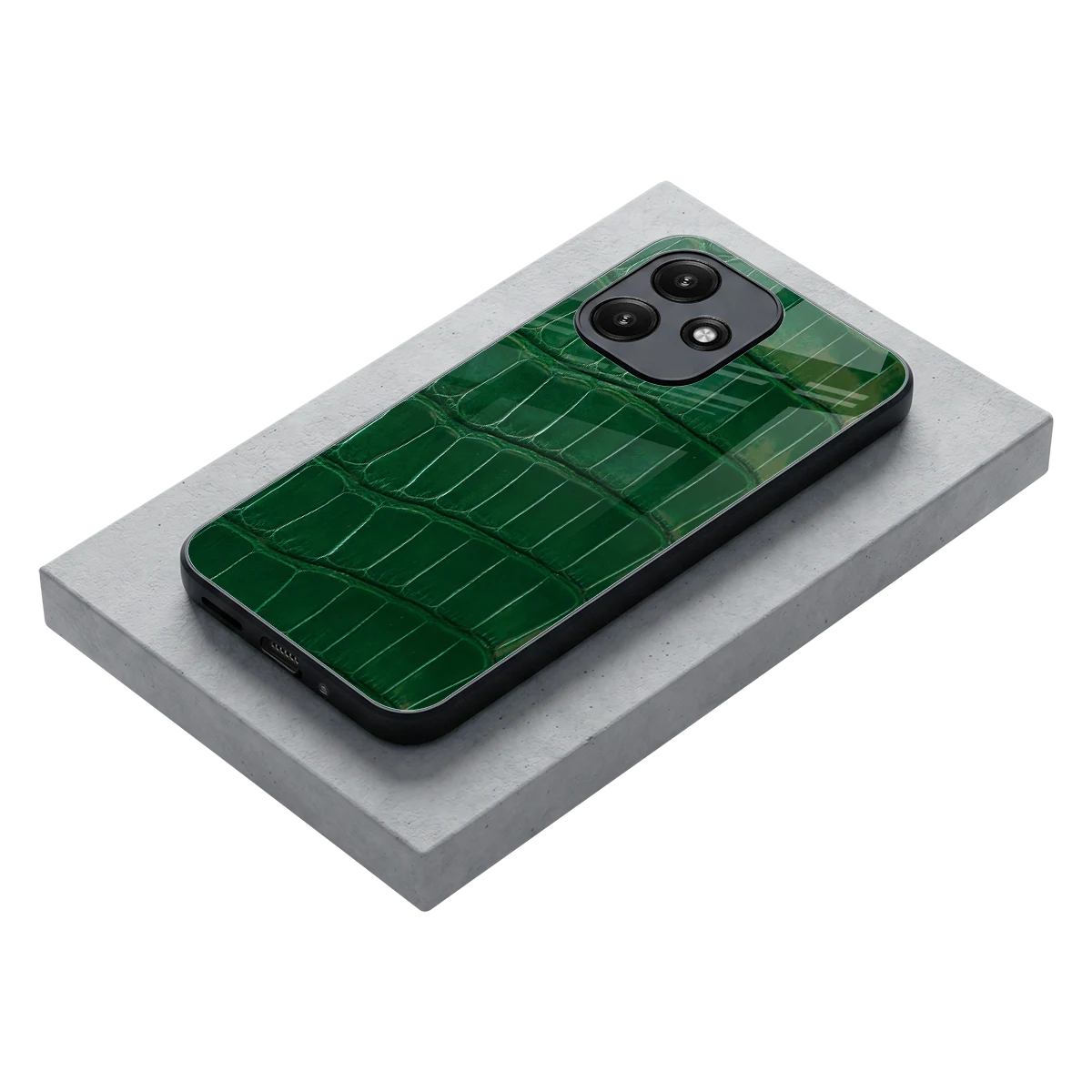 Croco Green stylish phone case for redmi 12 5g | glossy glass and slim fit