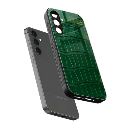 Croco Green sleek samsung galaxy a55 5g cover with tempered glass back and TPU edges