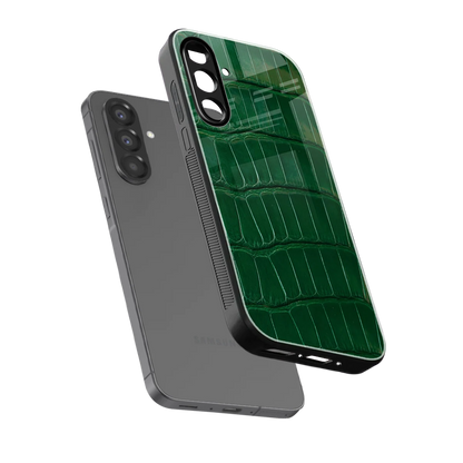 Croco Green sleek samsung galaxy a37 5g cover with tempered glass back and TPU edges