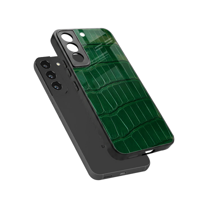 Croco Green sleek samsung galaxy s22 cover with tempered glass back and TPU edges