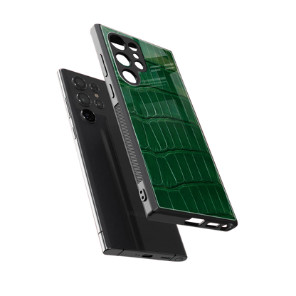 Croco Green sleek samsung galaxy s23 ultra cover with tempered glass back and TPU edges