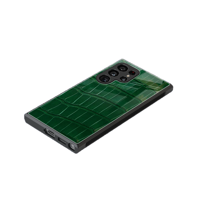 Croco Green stylish phone case for samsung galaxy s23 ultra | glossy glass and slim fit