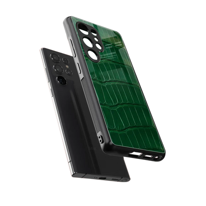 Croco Green sleek samsung galaxy s25 ultra cover with tempered glass back and TPU edges