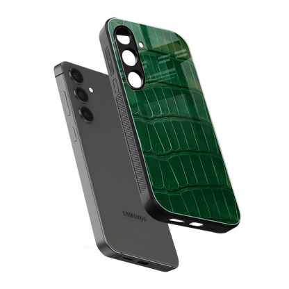 Croco Green sleek samsung galaxy s24 cover with tempered glass back and TPU edges