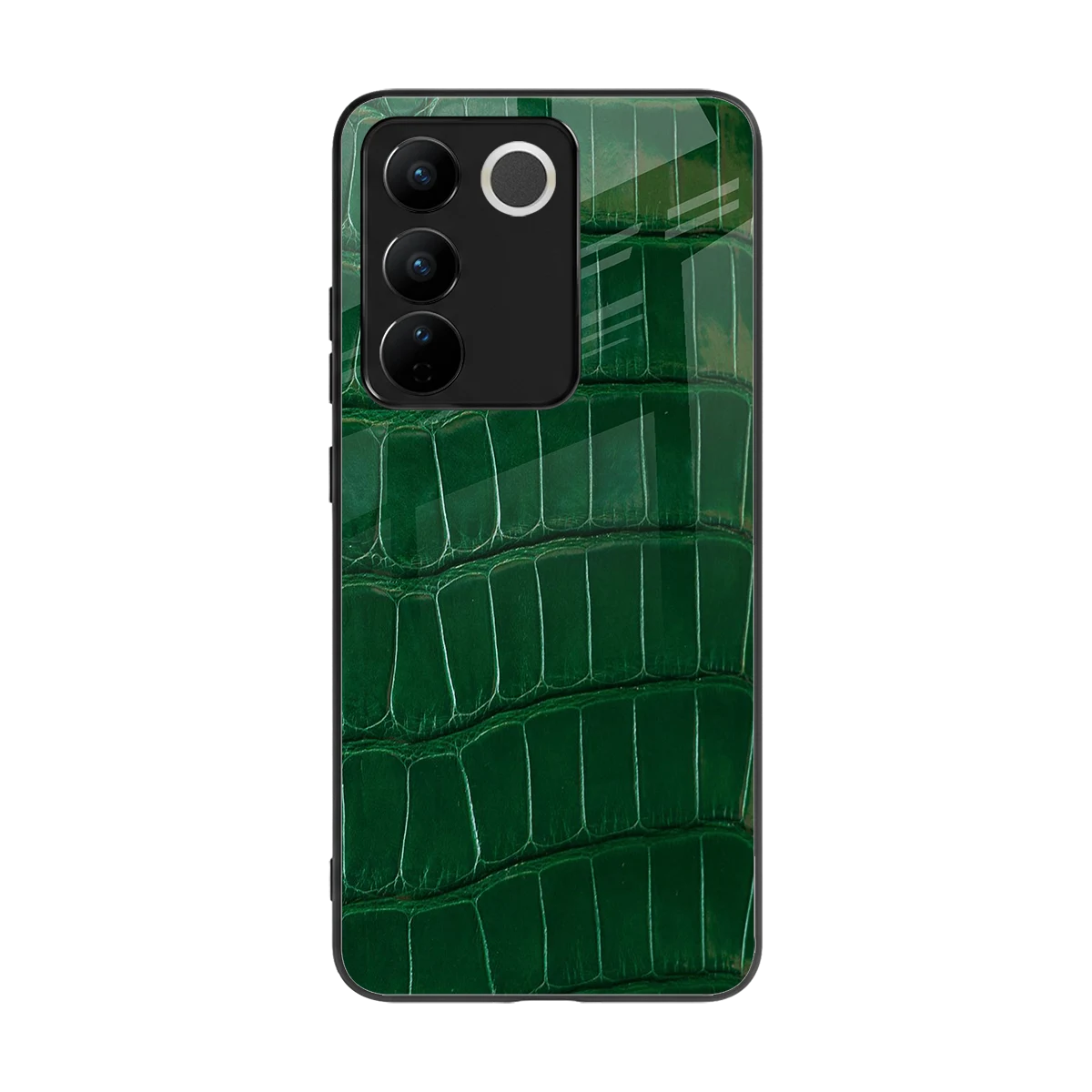 Croco Green back phone cover | glass case for vivo v27 5g