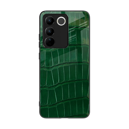 Croco Green back phone cover | glass case for vivo v27 5g