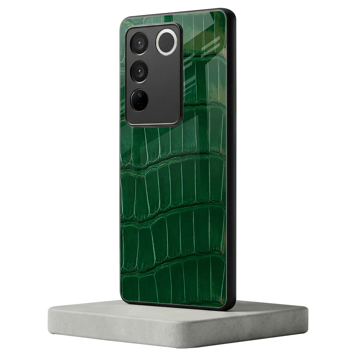 Croco Green vivo v27 5g mobile cover | shockproof glass phone case