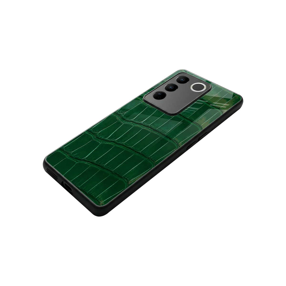 Croco Green stylish phone case for vivo v27 5g | glossy glass and slim fit