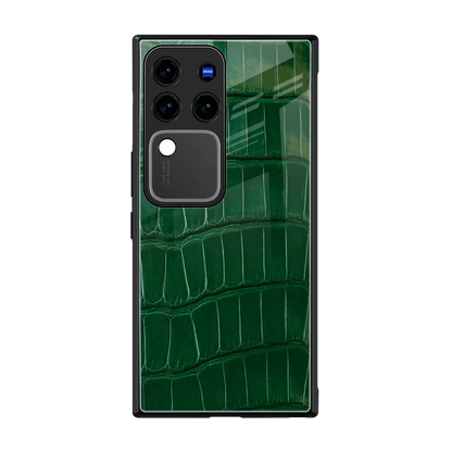 Croco Green back phone cover | glass case forvivo v30 pro