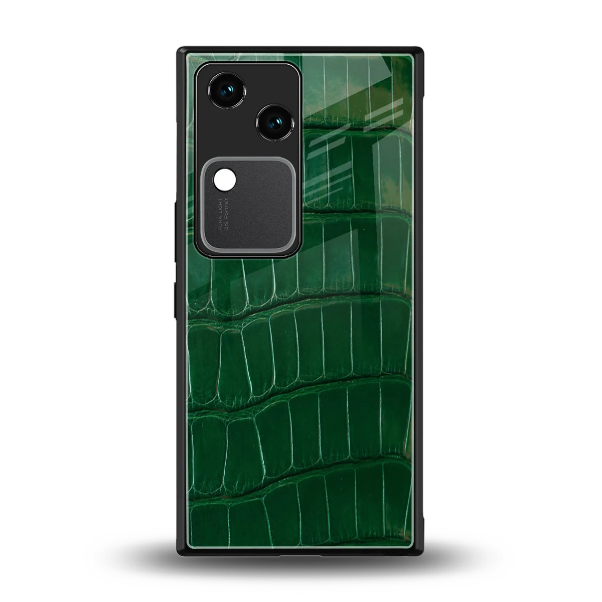 Croco Green back phone cover | glass case for vivo v30